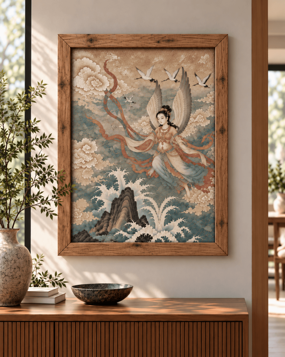 ORILUMA concept shown as framed artwork in a warm interior